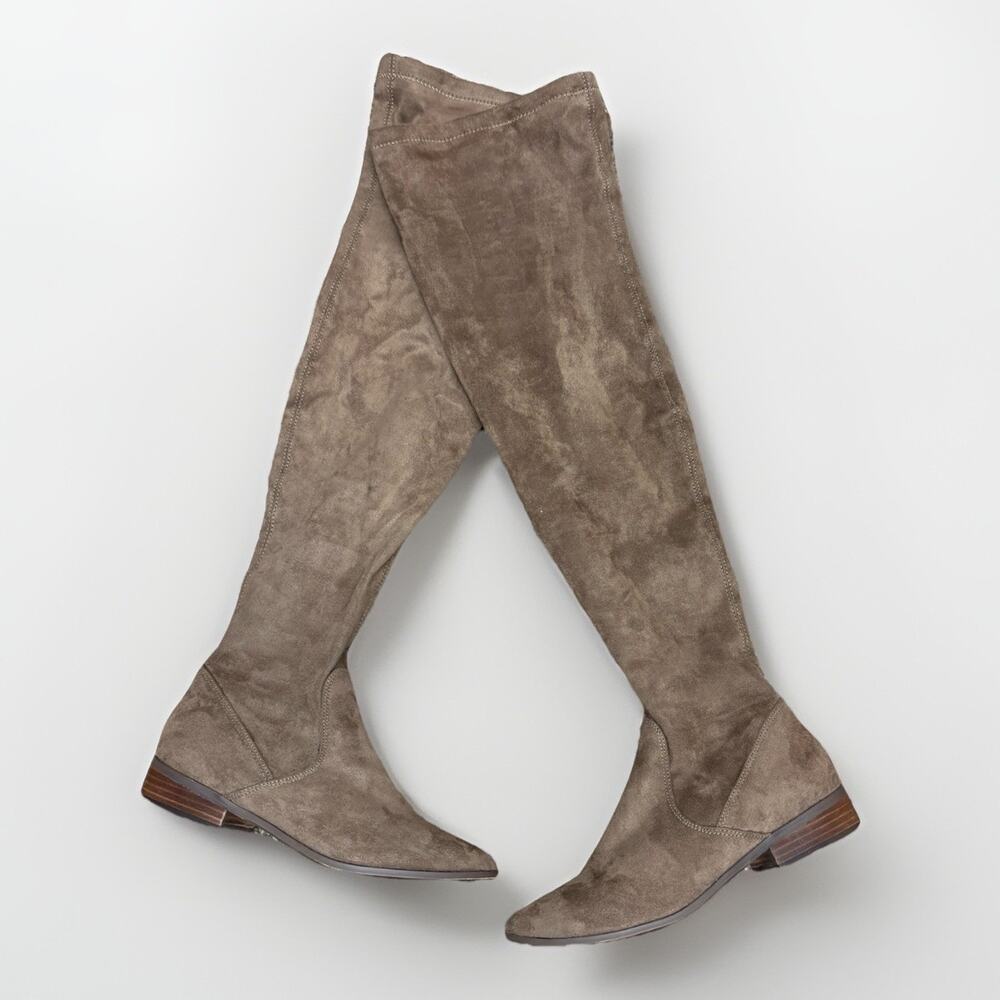 Report Over The Knee Boots Taupe Brown Faux Suede Sanjay Riding Boots Size 6.5M